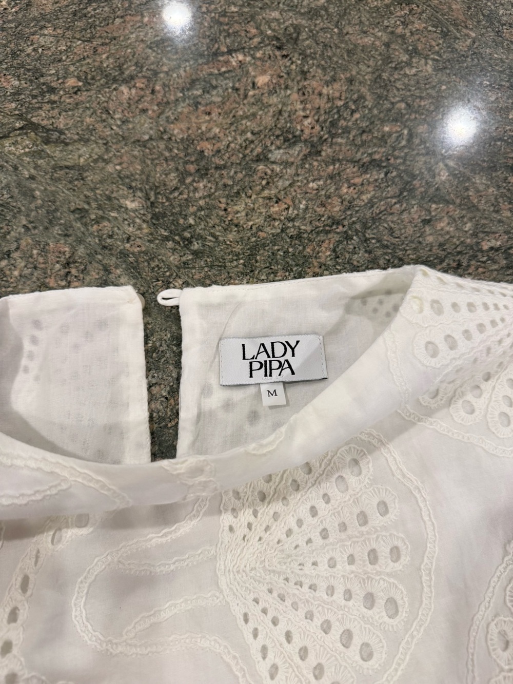 Lady Pipa White Eyelet Embroidered Women's Blouse and skirt Top